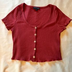 Cute Red Button Up Crop Top